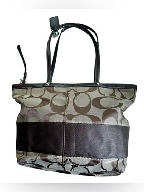 Coach Signature F13548 Brown Tote Shoulder Handbag Purse